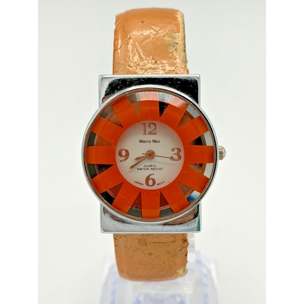 Marco Max Quartz Watch Orange Sunburst Retro Mod 36mm Needs New Band